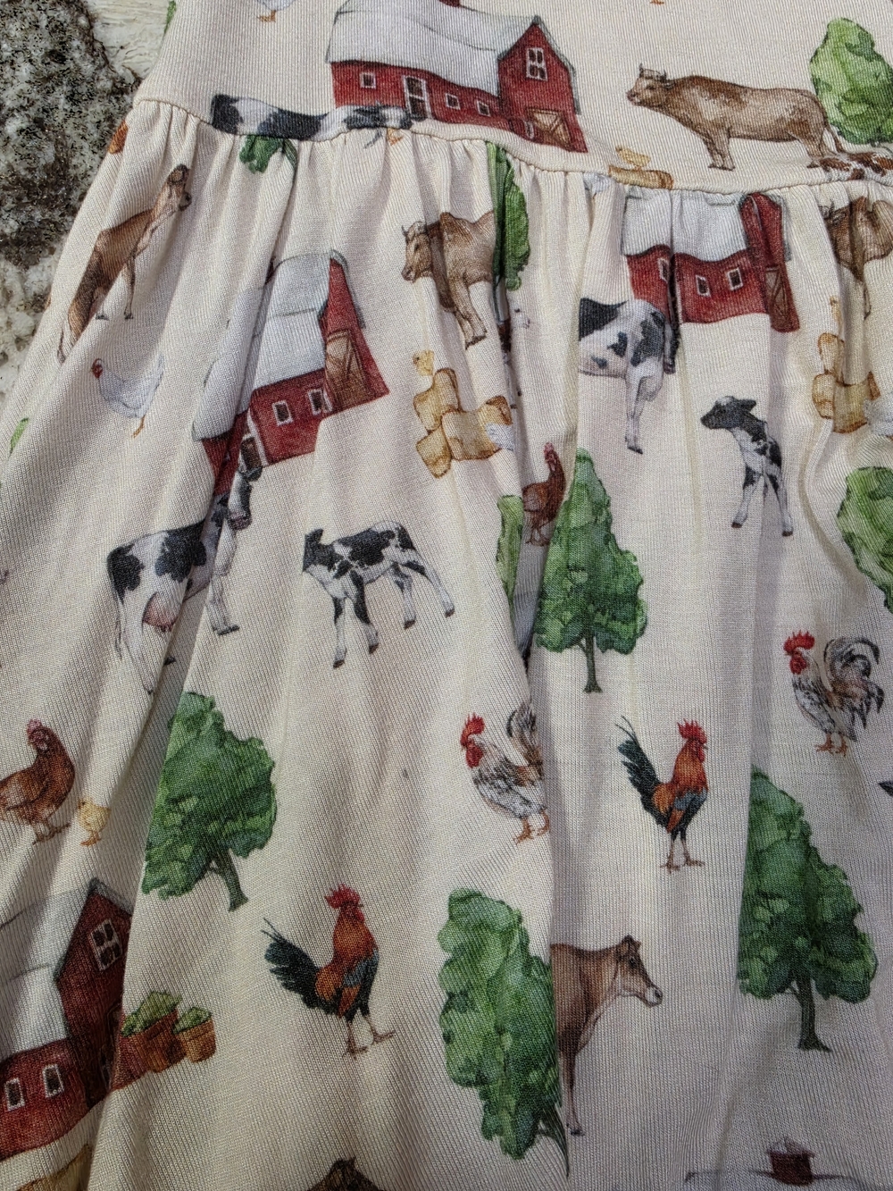 Posh Peanut Bamboo Farm Animal Print Sleeveless Dress with Green & Red Accents - Picture 3 of 4